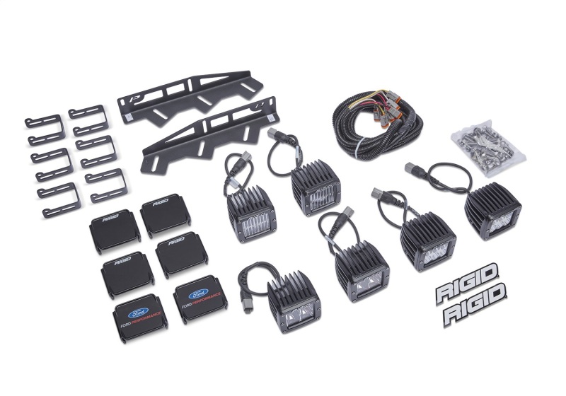 Ford F-150 Raptor LED Fog Light Kit - Ford Racing - Off-Road, Includes 2 Ford Performance Lens Covers, 4 RIGID Branded Lens Covers, 2 D-Series SAE, 2 D-Series Spot, and 2 Rigid D-Series Flood - `17-`20